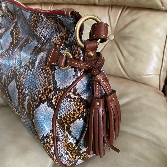 SALE! Dooney & Bourke Python Bag & Wallet Rare Set Blue Florentine Leather - Picture 4 of 16